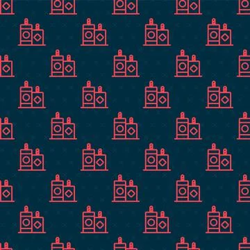 Red line Firework icon isolated seamless pattern on black background. Concept of Illustrazione stock
