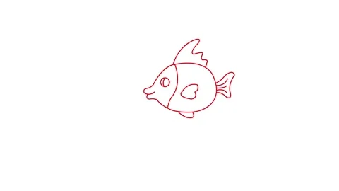 Red line fish animation, fish in water animation. Stock Footage 252284035