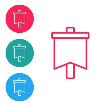 Red line Flag icon isolated on white background. Victory, winning and conquer Stock Illustration