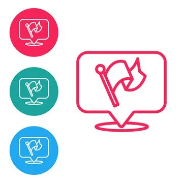 Red line Flag icon isolated on white background. Victory, winning and conquer Stock Illustration