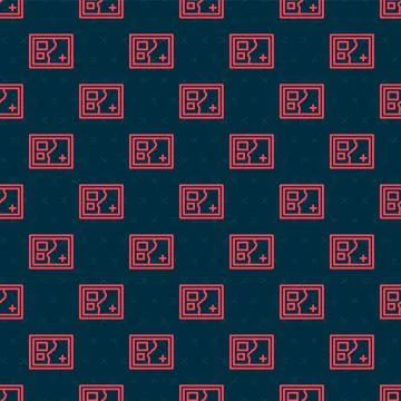 Red line Folded map icon isolated seamless pattern on black background. Vector Stock Illustration