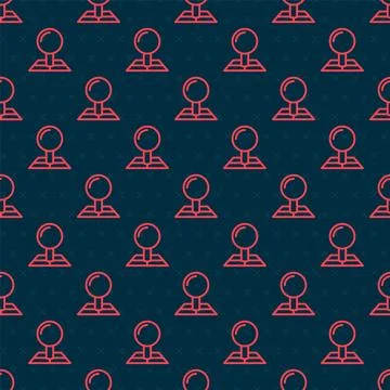 Red line Folded map with location marker icon isolated seamless pattern on black Stockillustratie