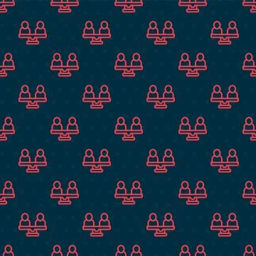 Red line Gender equality icon isolated seamless pattern on black background イラスト素材