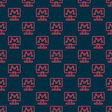 Red line Genetic engineering modification on laptop icon isolated seamless イラスト素材