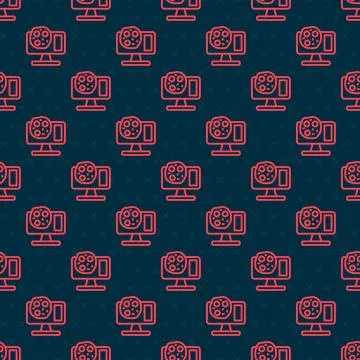 Red line Genetic engineering modification on laptop icon isolated seamless .. Stock Illustration