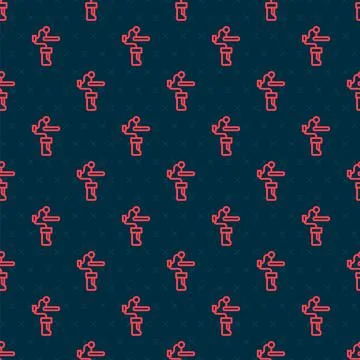 Red line Gimbal stabilizer for camera icon isolated seamless pattern on black Stock Illustration