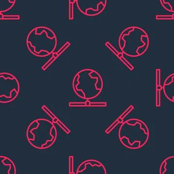 Red line Global technology or social network icon isolated seamless pattern on Stock Illustration