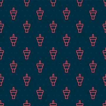 Red line Golf tee icon isolated seamless pattern on black background. Vector Stock Illustration