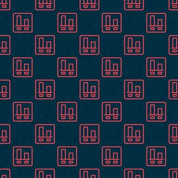 Red line Graph, chart, diagram, infographic icon isolated seamless pattern on Illustrazione stock