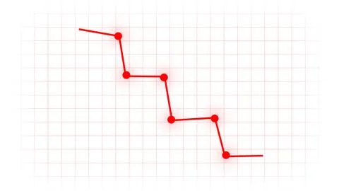 Red line graph descending, signifying decrease and negative performance on .. Stock Illustration