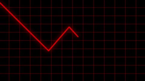 Red line graph moving down on grid background, economy crisis, financial failure Stock-Footage 334233287