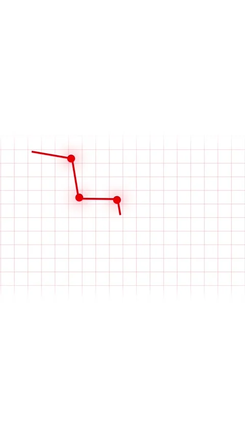 Red line graph with points indicating a decline on grid paper background sh.. 動画素材 331811749