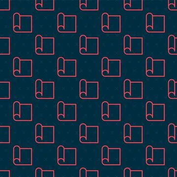 Red line Graphing paper for engineering icon isolated seamless pattern on black Illustrazione stock