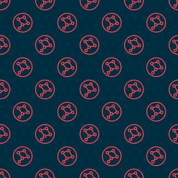 Red line Great Bear constellation icon isolated seamless pattern on black Stock Illustration