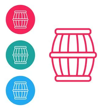 Red line Gun powder barrel icon isolated on white background. TNT dynamite Stock Illustration