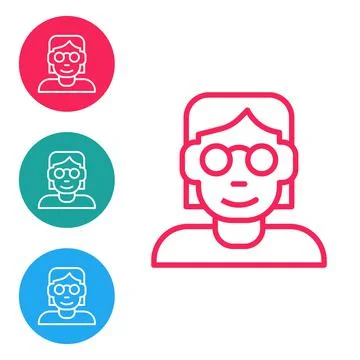 Red line Hacker or coder icon isolated on white background. Programmer developer Stock Illustration