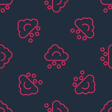 Red line Hail cloud icon isolated seamless pattern on black background.  Vect イラスト素材