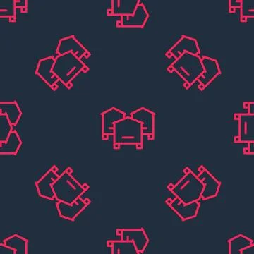 Red line Hive for bees icon isolated seamless pattern on black background Illustrazione stock
