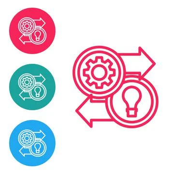 Red line Human resources icon isolated on white background. Concept of human Stock Illustration