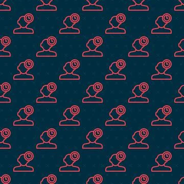 Red line Insomnia icon isolated seamless pattern on black background. Sleep d Illustrazione stock