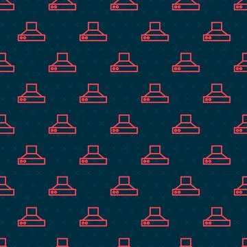 Red line Kitchen extractor fan icon isolated seamless pattern on black Stock Illustration