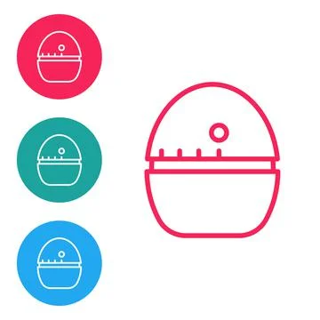 Red line Kitchen timer icon isolated on white background. Egg timer. Cooking Stock Illustration