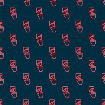 Red line Leader of a team of executives icon isolated seamless pattern on black Stock Illustration