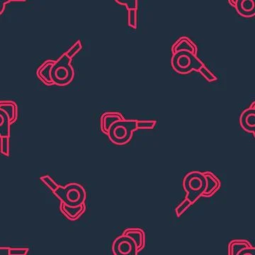 Red line Leaf garden blower icon isolated seamless pattern on black backgro.. Stock Illustration