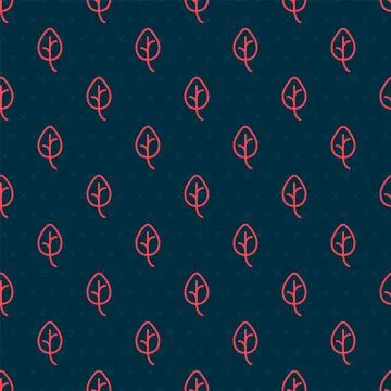 Red line Leaf icon isolated Red line background. Leaves sign. Fresh natural Illustrazione stock