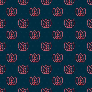 Red line Leaf icon isolated Red line background. Leaves sign. Fresh natural 스톡 일러스트
