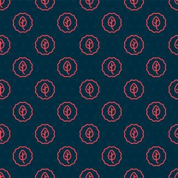 Red line Leaf icon isolated Red line background. Leaves sign. Fresh natural 스톡 일러스트