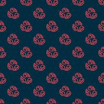 Red line Leaf icon isolated Red line background. Leaves sign. Fresh natural 스톡 일러스트