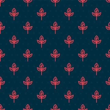 Red line Leaf icon isolated Red line background. Leaves sign. Fresh natural Illustrazione stock