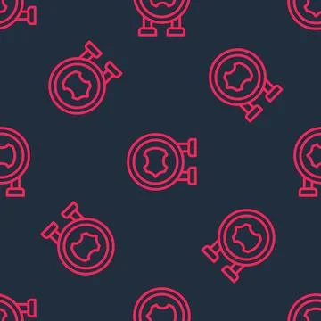 Red line Leather icon isolated seamless pattern on black background.  Vector Stock Illustration