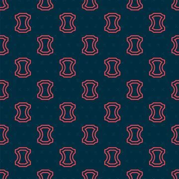 Red line Leather icon isolated seamless pattern on black background.  Vector Stock Illustration