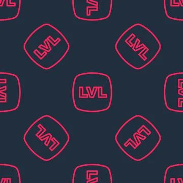 Red line Level game icon isolated seamless pattern on black background. Vector Stock Illustration