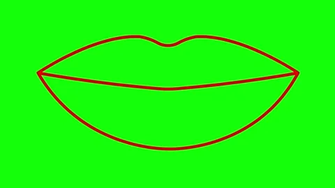 Red line lips green Stock Footage 256796483