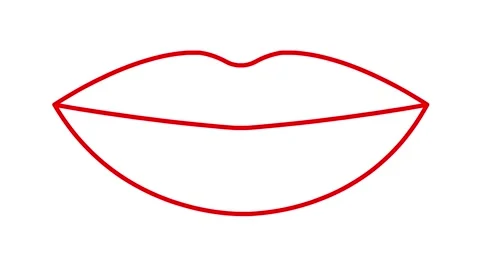 Red line lips white Stock Footage 256795955