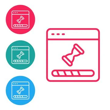 Red line Loading a data window with a progress bar icon isolated on white Stockillustratie