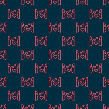 Red line Love at first sight icon isolated seamless pattern on black backgrou 스톡 일러스트