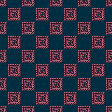 Red line LSD acid mark icon isolated seamless pattern on black background. Ac Stock Illustration