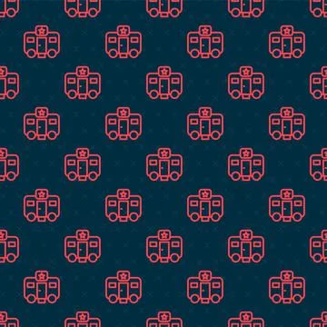 Red line Machine trailer dressing room for actors icon isolated seamless pattern Illustrazione stock