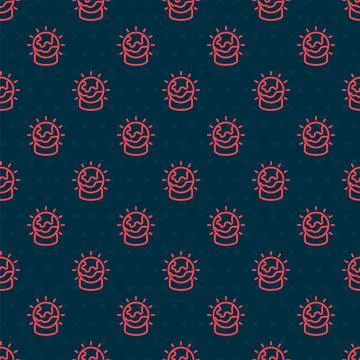 Red line Magic ball icon isolated seamless pattern on black background. Crystal Stock Illustration