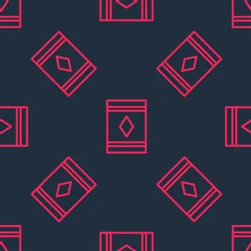 Red line Magic carpet icon isolated seamless pattern on black background.  Ve Stock Illustration