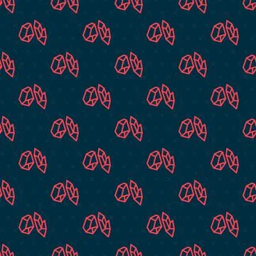 Red line Magic stone icon isolated seamless pattern on black background. Fantasy Illustrazione stock