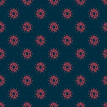 Red line Magic stone icon isolated seamless pattern on black background. Fantasy Stock Illustration