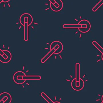 Red line Magic wand icon isolated seamless pattern on black background. Star Illustrazione stock