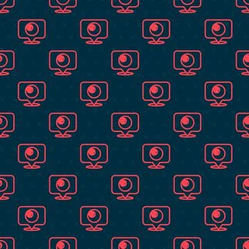 Red line Map pointer with billiard pool snooker ball with number 8 icon isolated Stock Illustration