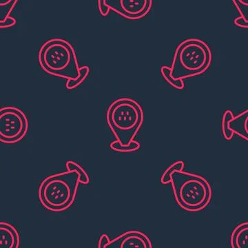 Red line Map pointer with taxi car icon isolated seamless pattern on black Stock Illustration