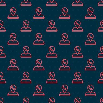 Red line Map pointer with telephone or communication icon isolated seamless Stock Illustration